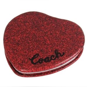 ❤️🔹️Coach 🔹️ Red Glitter  Heart Shaped Compact Mirror